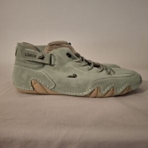 LDECK Light Green With Tan Soles Men's Suede Sneakers